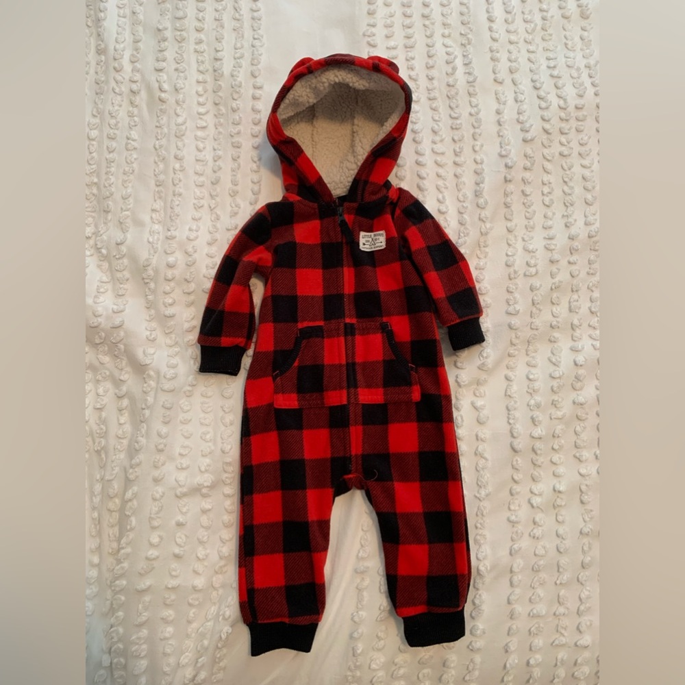 Carters Buffalo Check Onesie with Fleece Inside in 6M